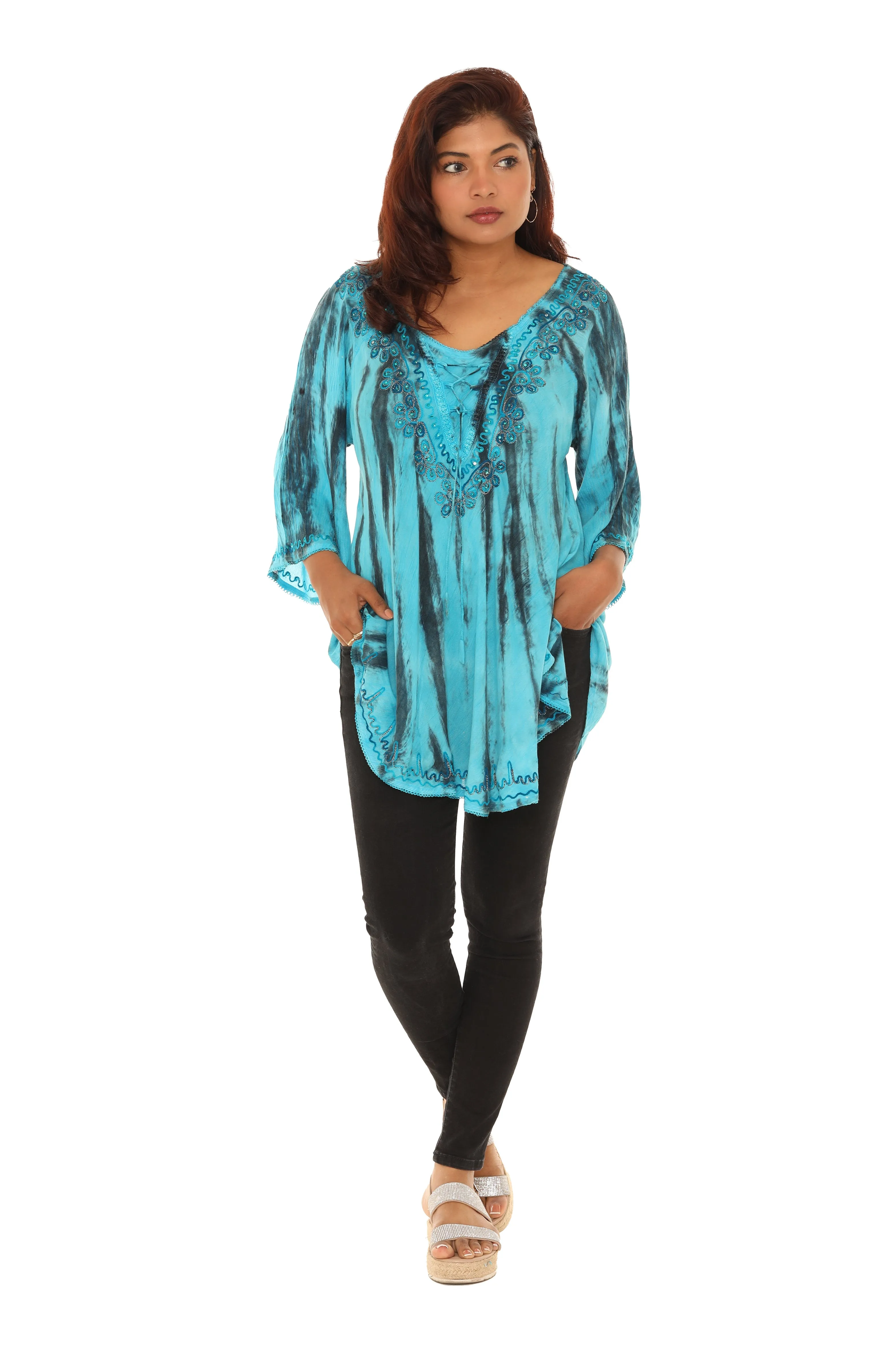 Tie-Dye Tiger Print Rayon Tunic sold by Charming Charlie product image thumbnail 4