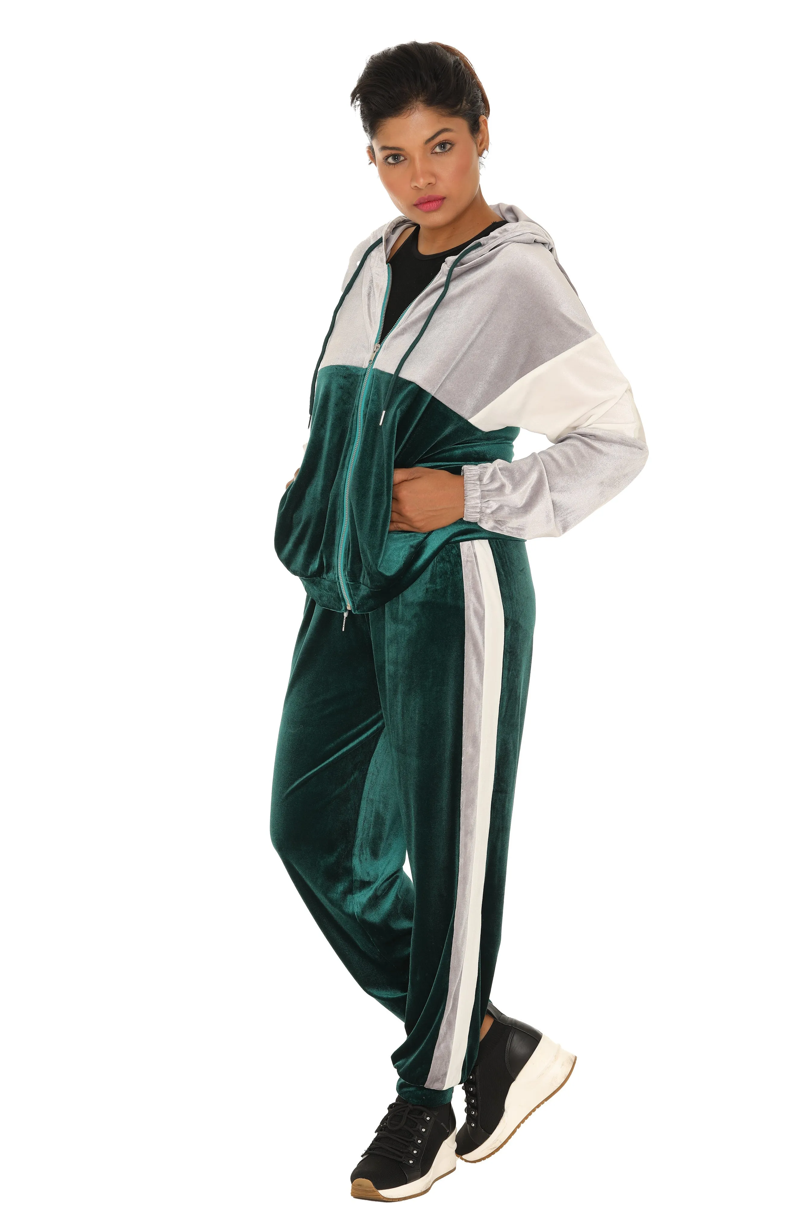 Color Block Pocket Velvet Hoodie & Drawstring Joggers sold by Charming Charlie product image thumbnail 3