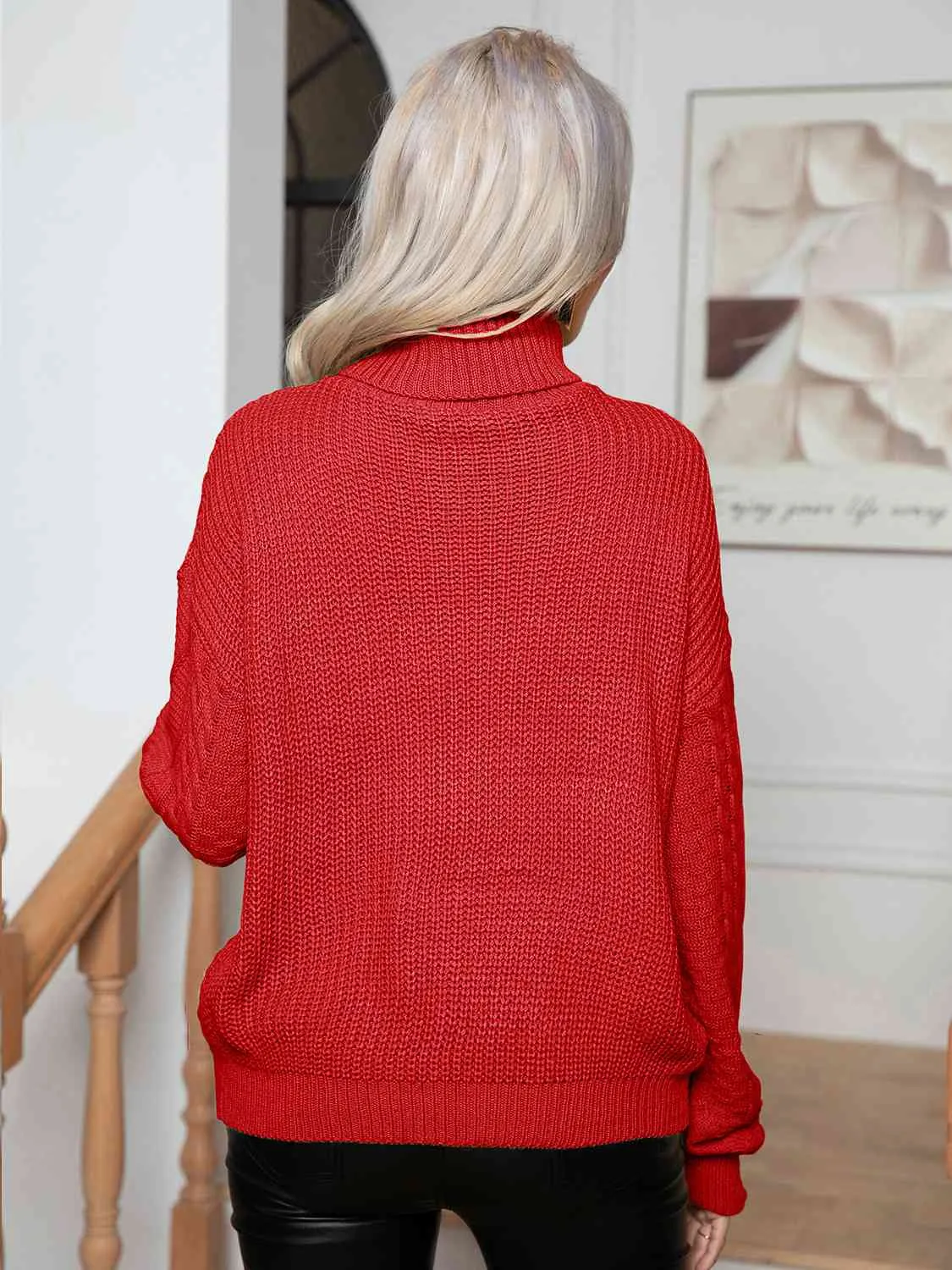 Turtleneck Cable-Knit Long Sleeve Sweater sold by Charming Charlie product image thumbnail 2
