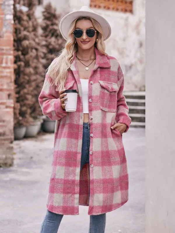 Plaid Dropped Shoulder Slit Coat sold by Charming Charlie
