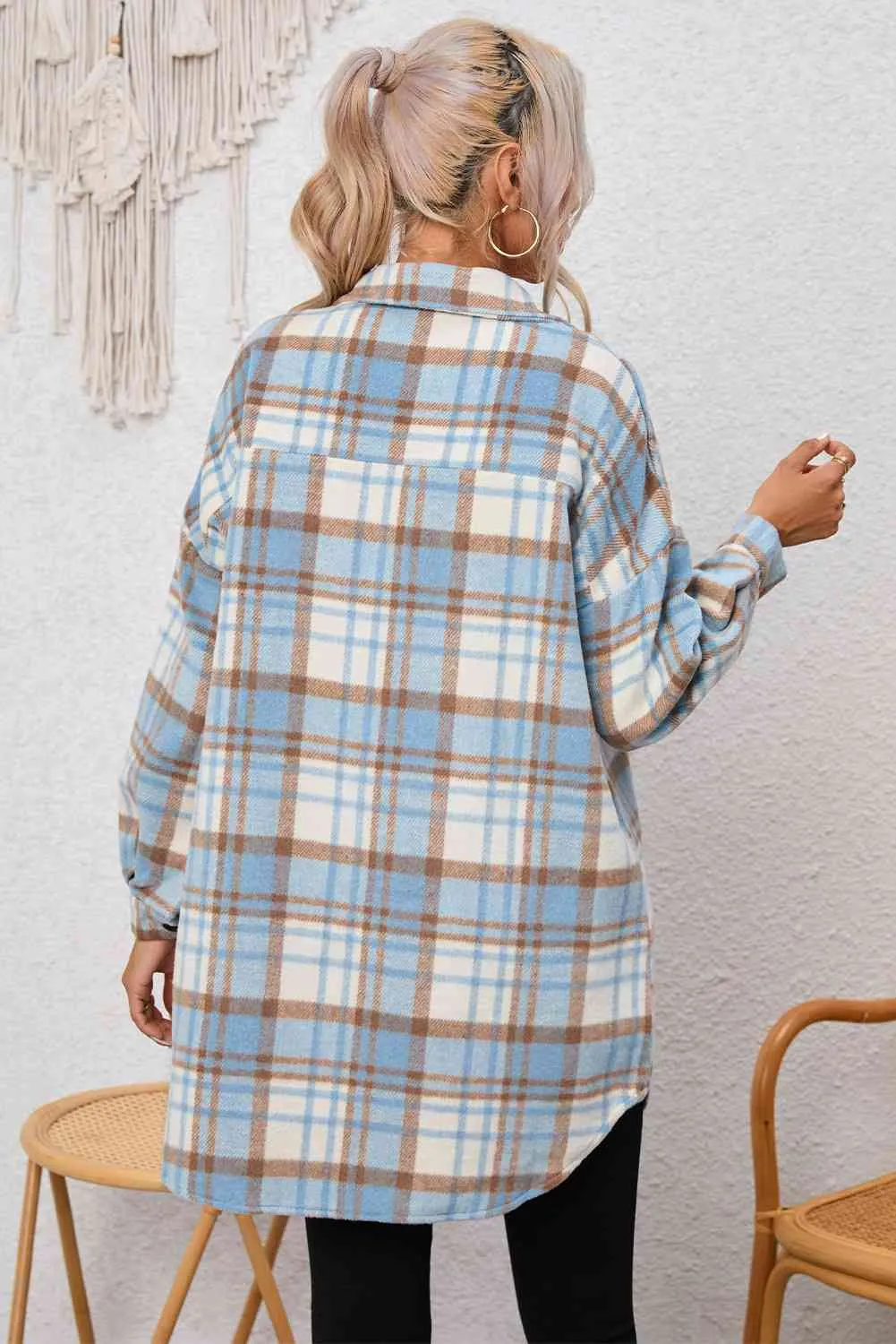 Plaid Dropped Shoulder Shirt Jacket sold by Charming Charlie product image thumbnail 2