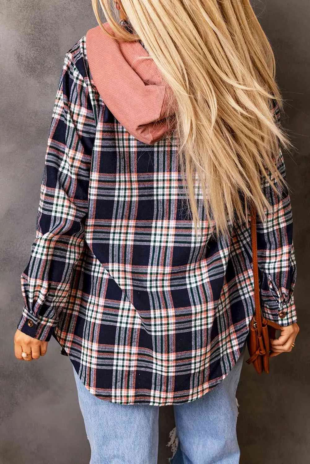Plaid Drawstring Hooded Jacket with Pockets sold by Charming Charlie product image thumbnail 2