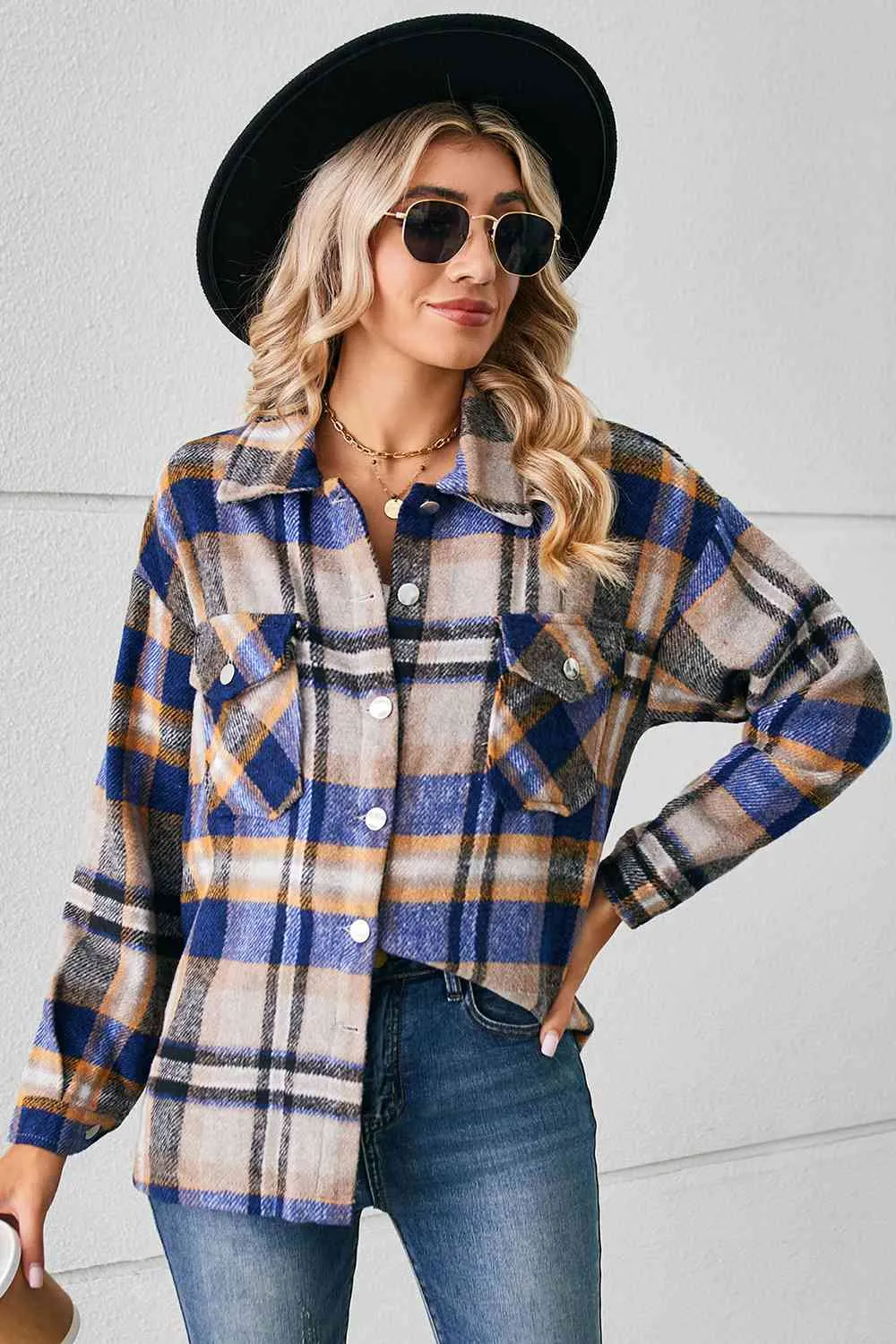 Collared Plaid Shacket sold by Charming Charlie product image thumbnail 5