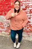 All In A Day Rust Half Zip French Terry Hoodie sold by Charming Charlie
