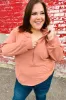 All In A Day Rust Half Zip French Terry Hoodie sold by Charming Charlie