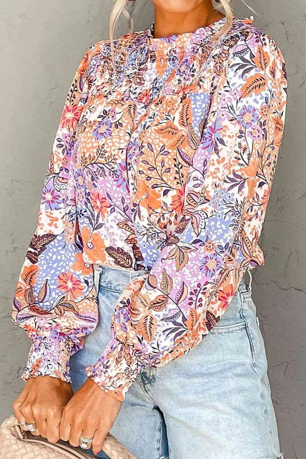 Printed Long Sleeve Round Neck Blouse sold by Charming Charlie product image thumbnail 3