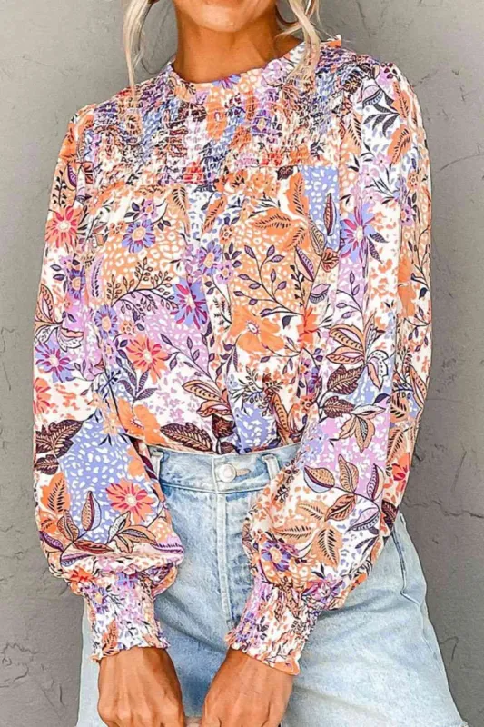 Printed Long Sleeve Round Neck Blouse sold by Charming Charlie