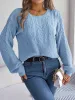 Cable-Knit Round Neck Drop Shoulder Sweater sold by Charming Charlie