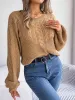 Cable-Knit Round Neck Drop Shoulder Sweater sold by Charming Charlie
