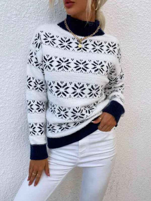 Snowflake Pattern Mock Neck Sweater sold by Charming Charlie