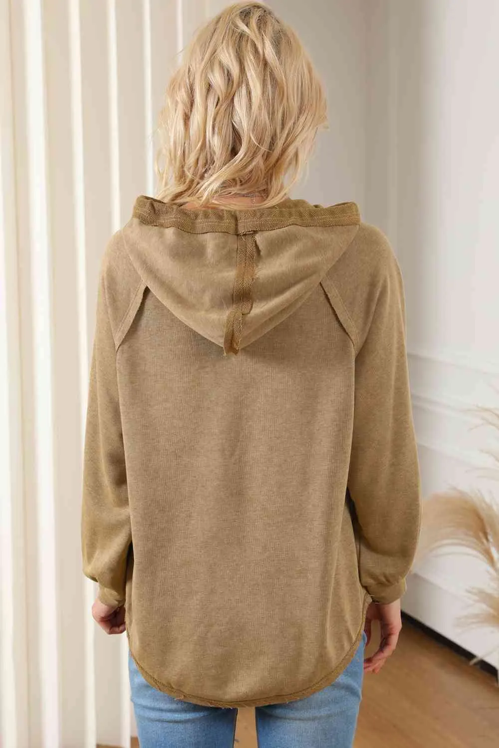 Waffle-Knit Drawstring Hoodie sold by Charming Charlie product image thumbnail 2