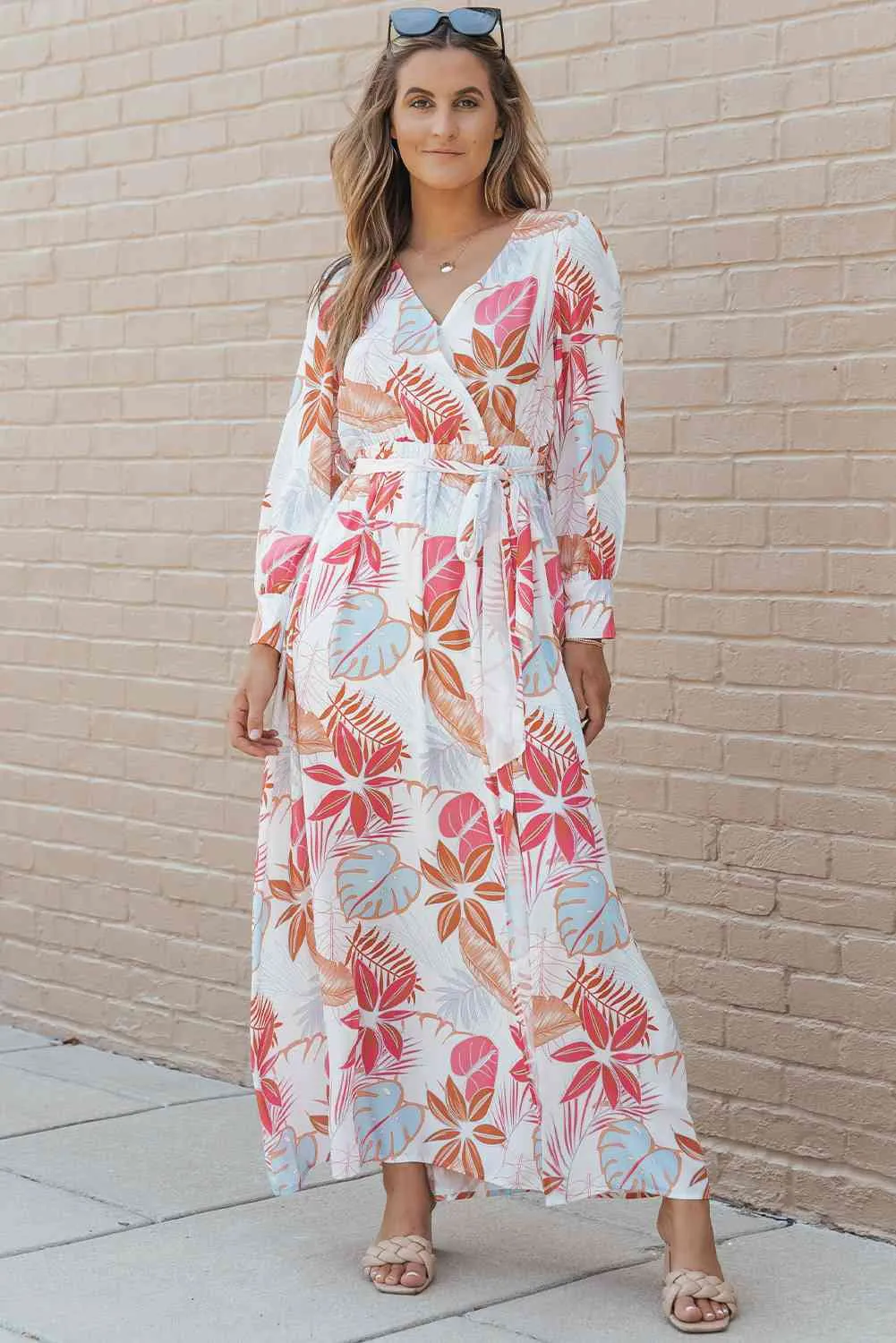 Printed Tie Waist Maxi Dress sold by Charming Charlie