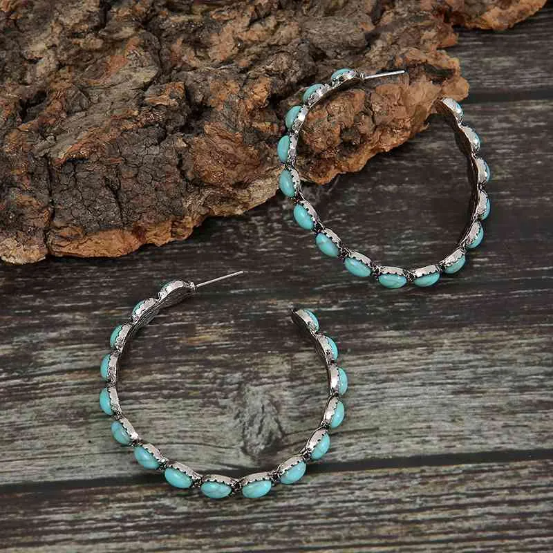 Artificial Turquoise C-Hoop Earrings sold by Charming Charlie product image thumbnail 4