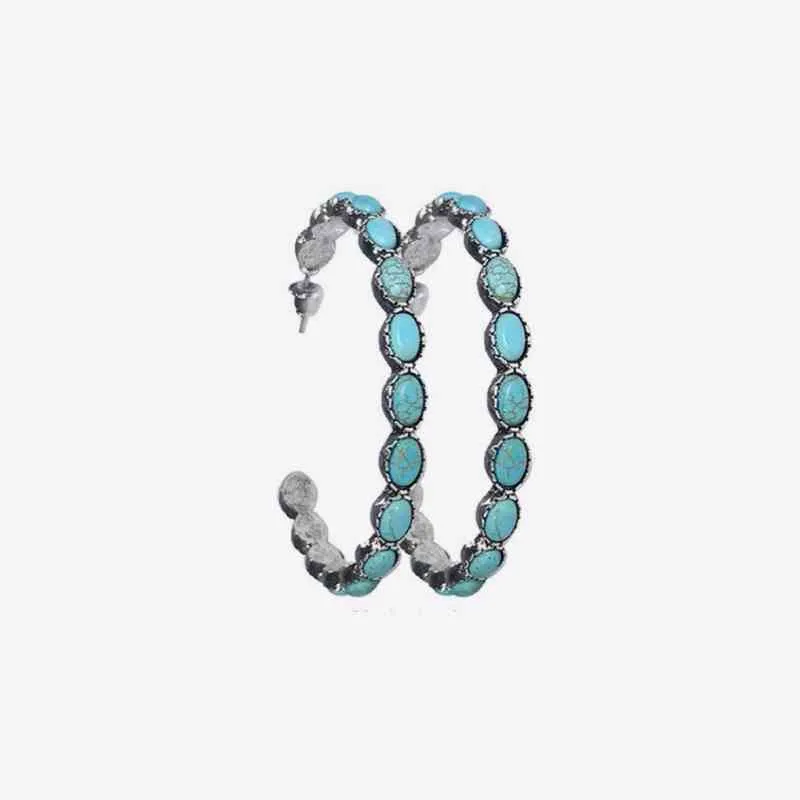 Artificial Turquoise C-Hoop Earrings sold by Charming Charlie product image thumbnail 5