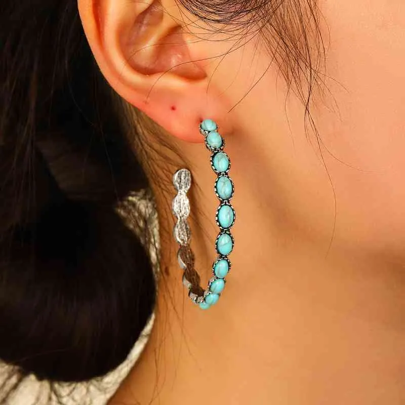 Artificial Turquoise C-Hoop Earrings sold by Charming Charlie product image thumbnail 2