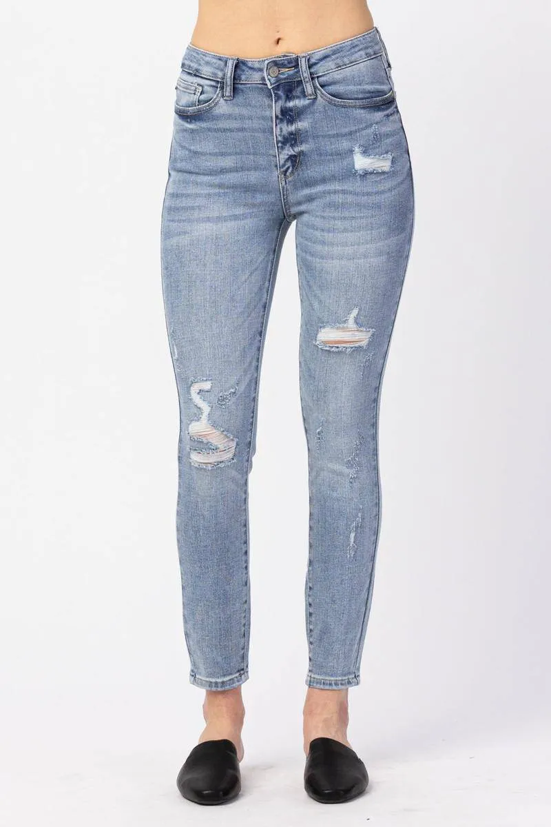 Judy Blue High Waist Minimal Destroy Skinny Jeans sold by Charming Charlie