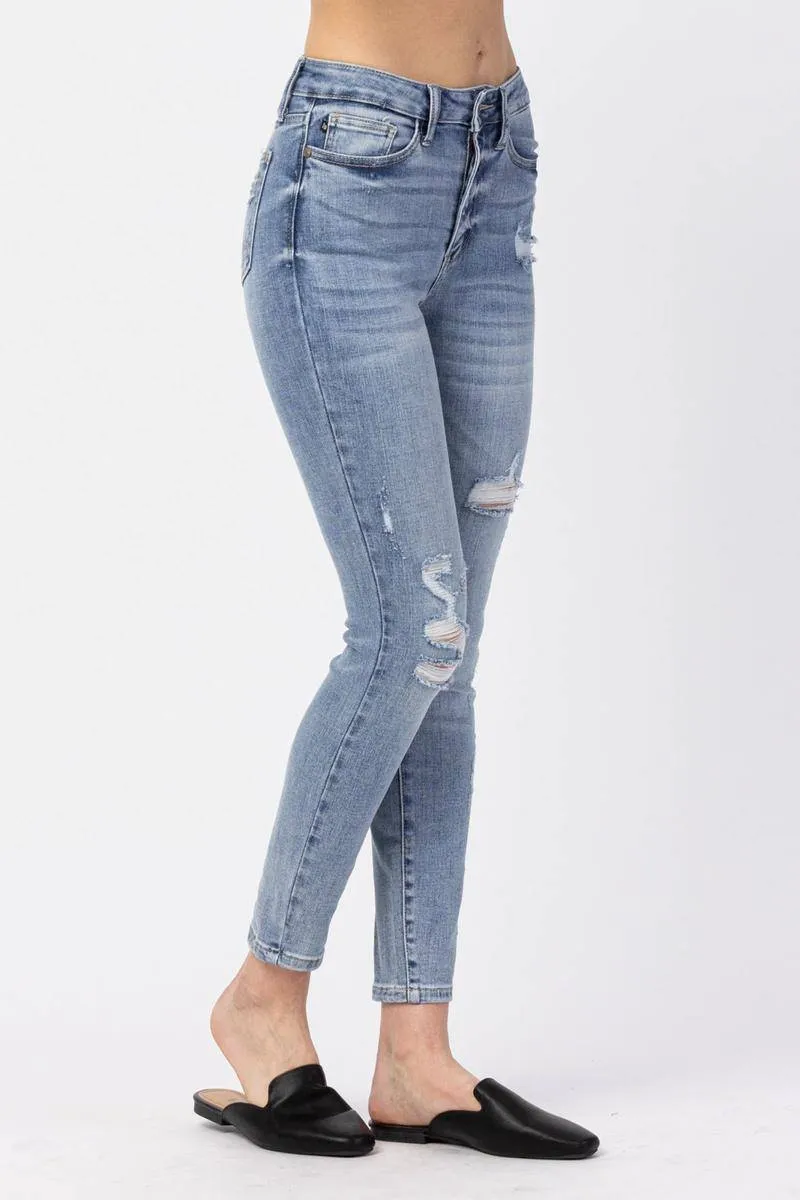 Judy Blue High Waist Minimal Destroy Skinny Jeans sold by Charming Charlie product image thumbnail 5