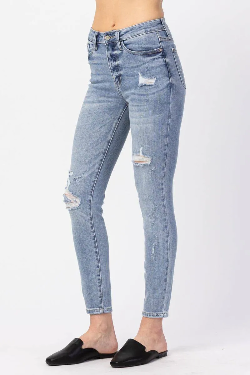 Judy Blue High Waist Minimal Destroy Skinny Jeans sold by Charming Charlie product image thumbnail 2