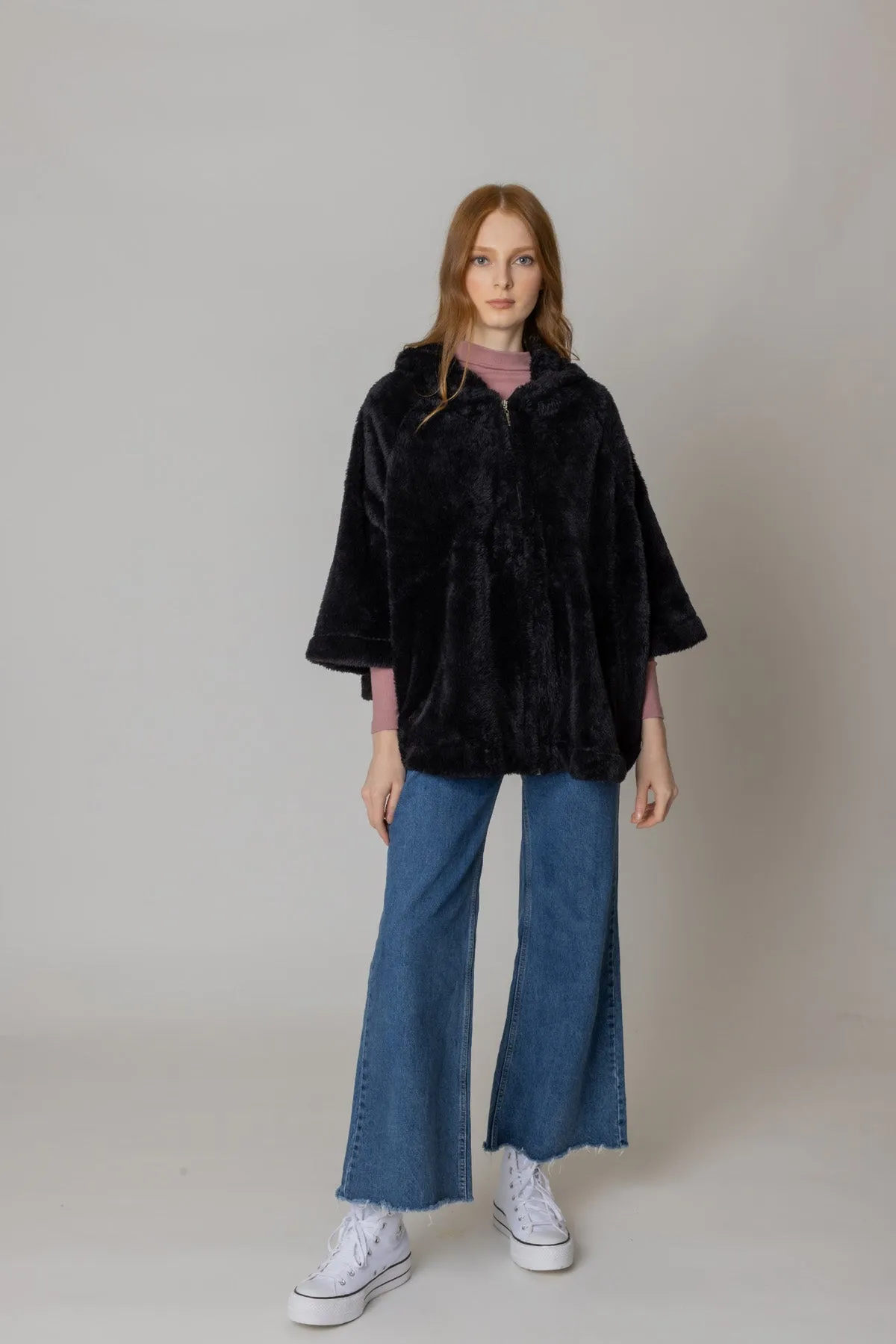 Faux Fur Cape With Hood sold by Charming Charlie product image thumbnail 5