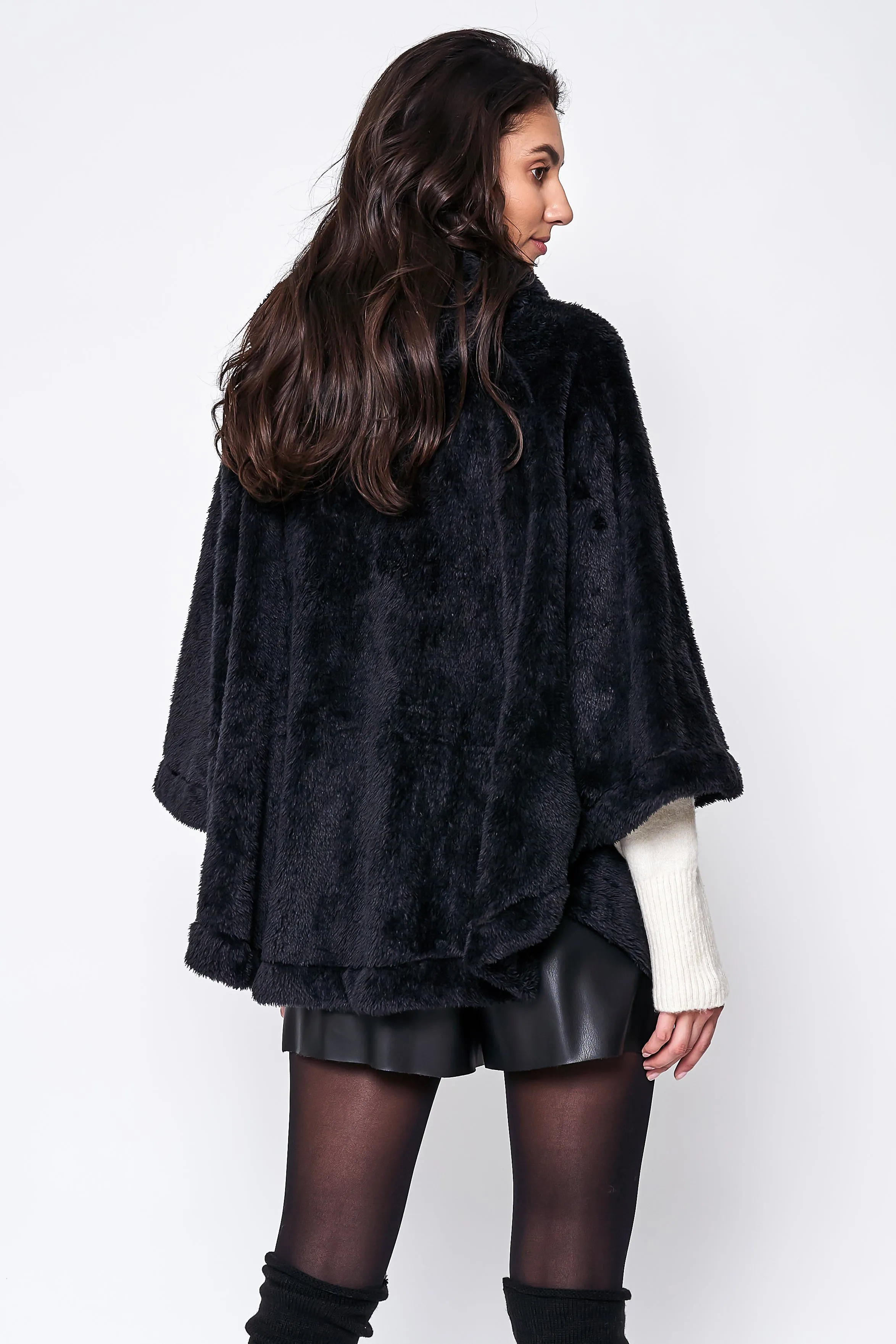 Faux Fur Cape With Hood sold by Charming Charlie product image thumbnail 2