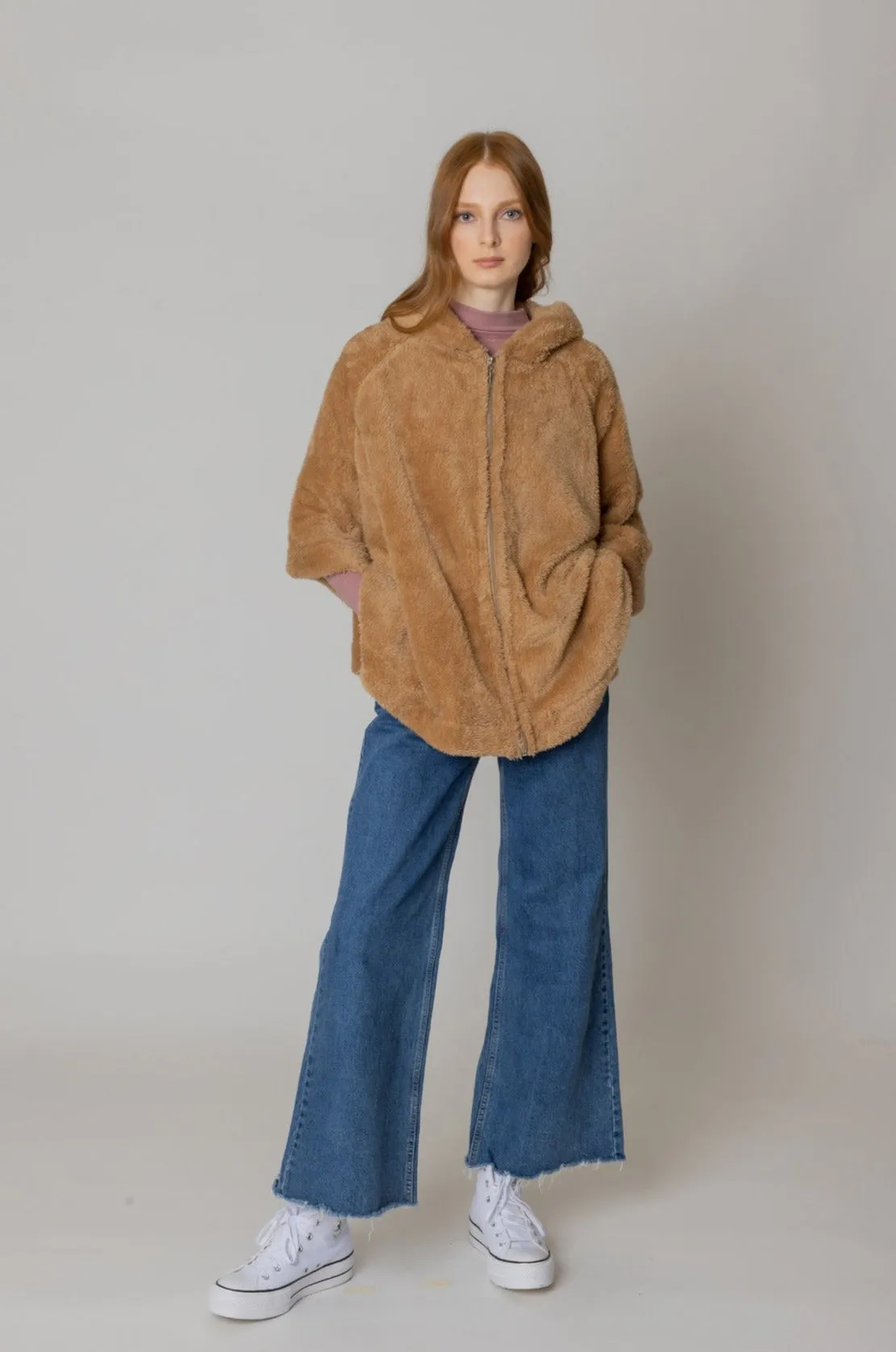 Faux Fur Cape With Hood sold by Charming Charlie product image thumbnail 3