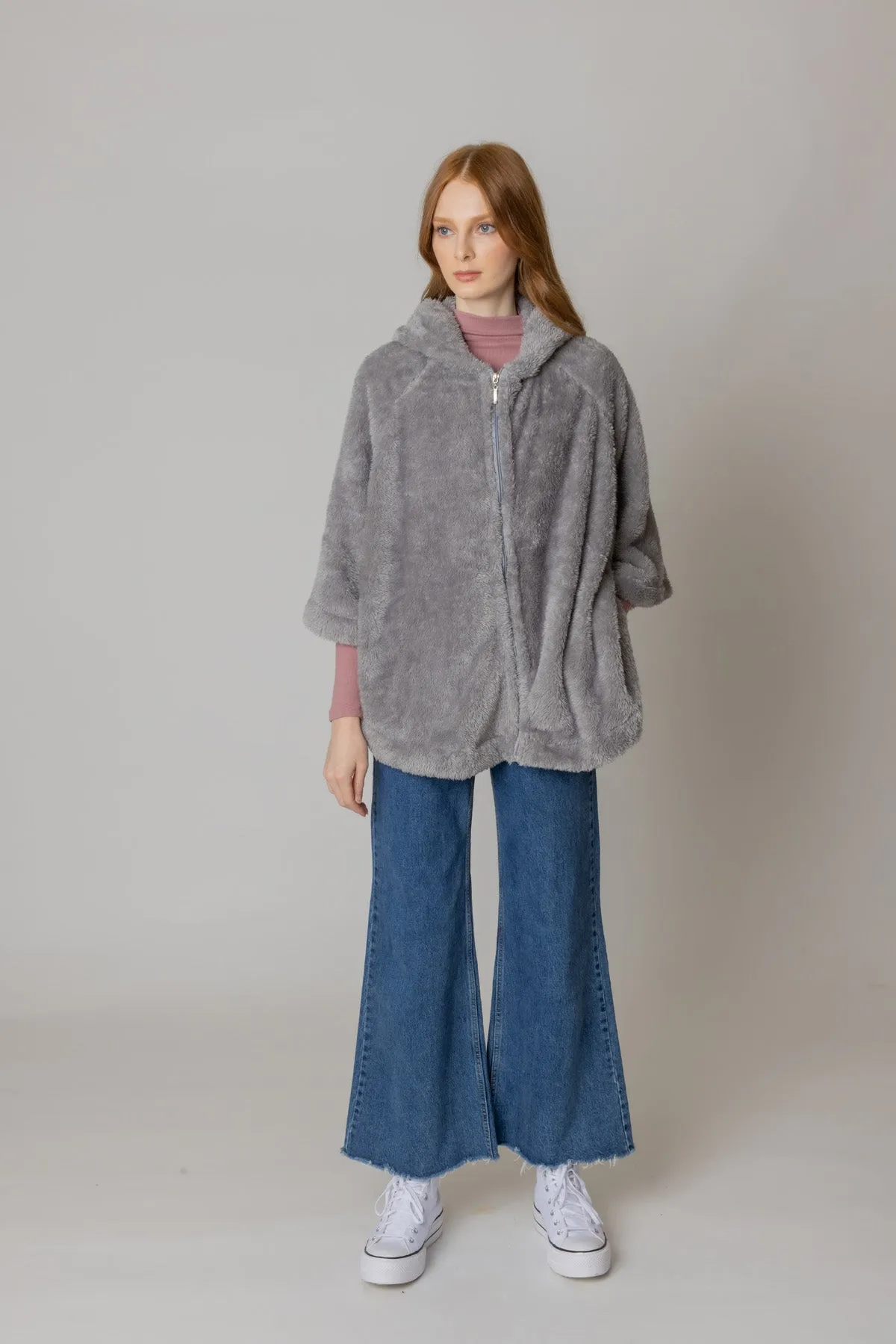 Faux Fur Cape With Hood sold by Charming Charlie product image thumbnail 4