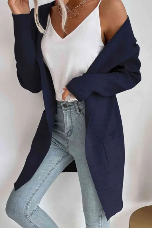 Ribbed Open Front Hooded Cardigan with Pockets sold by Charming Charlie