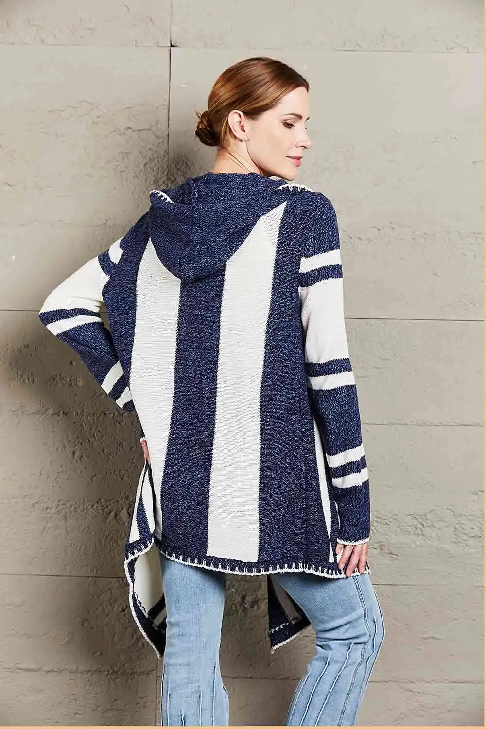 Woven Right Striped Open Front Hooded Cardigan sold by Charming Charlie product image thumbnail 2