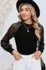 Round Neck Semi-Sheer Sleeve Blouse sold by Charming Charlie