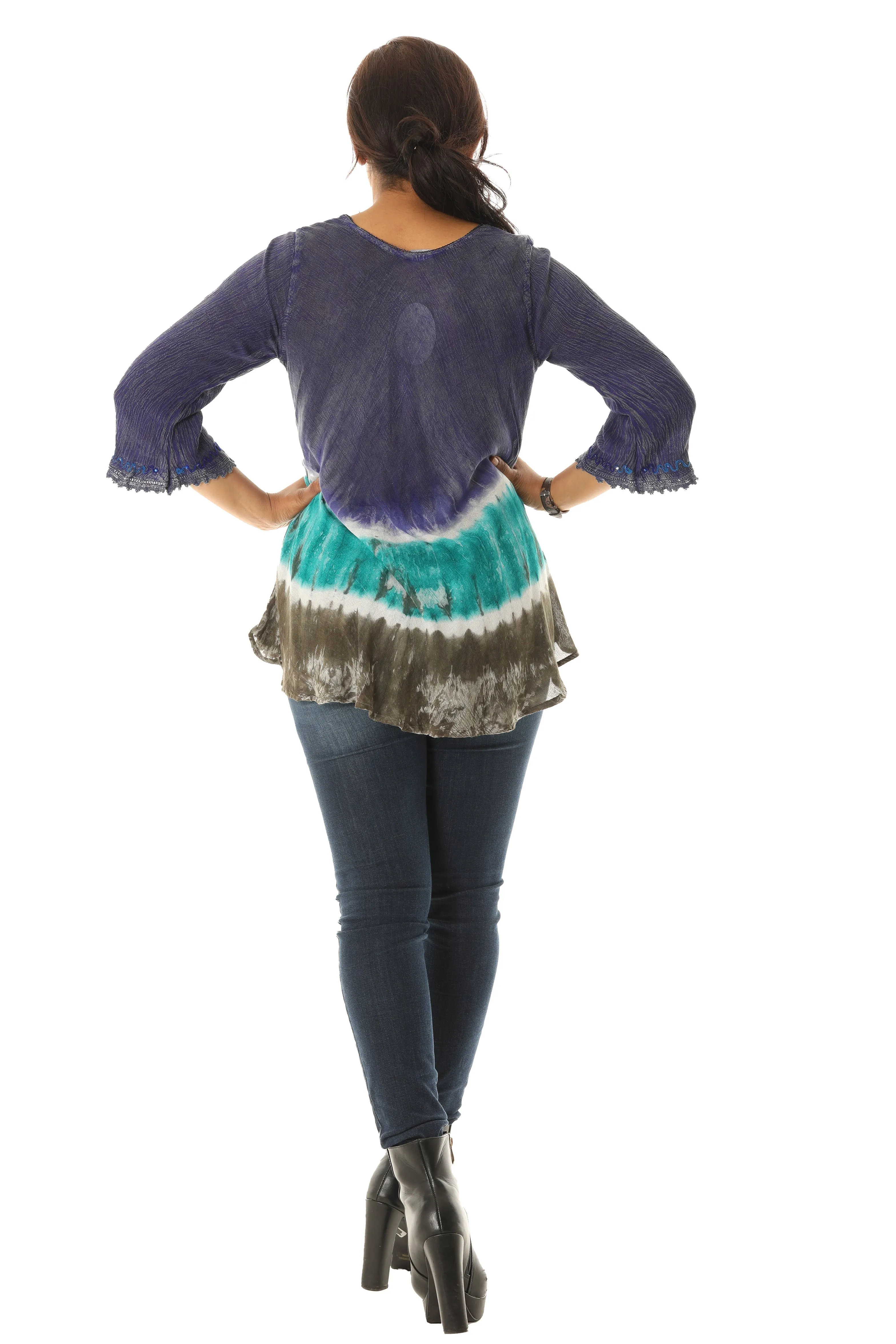 Three Quarter Sleeve Tunic with Floral Embellishment and Bold Color Pattern sold by Charming Charlie product image thumbnail 5