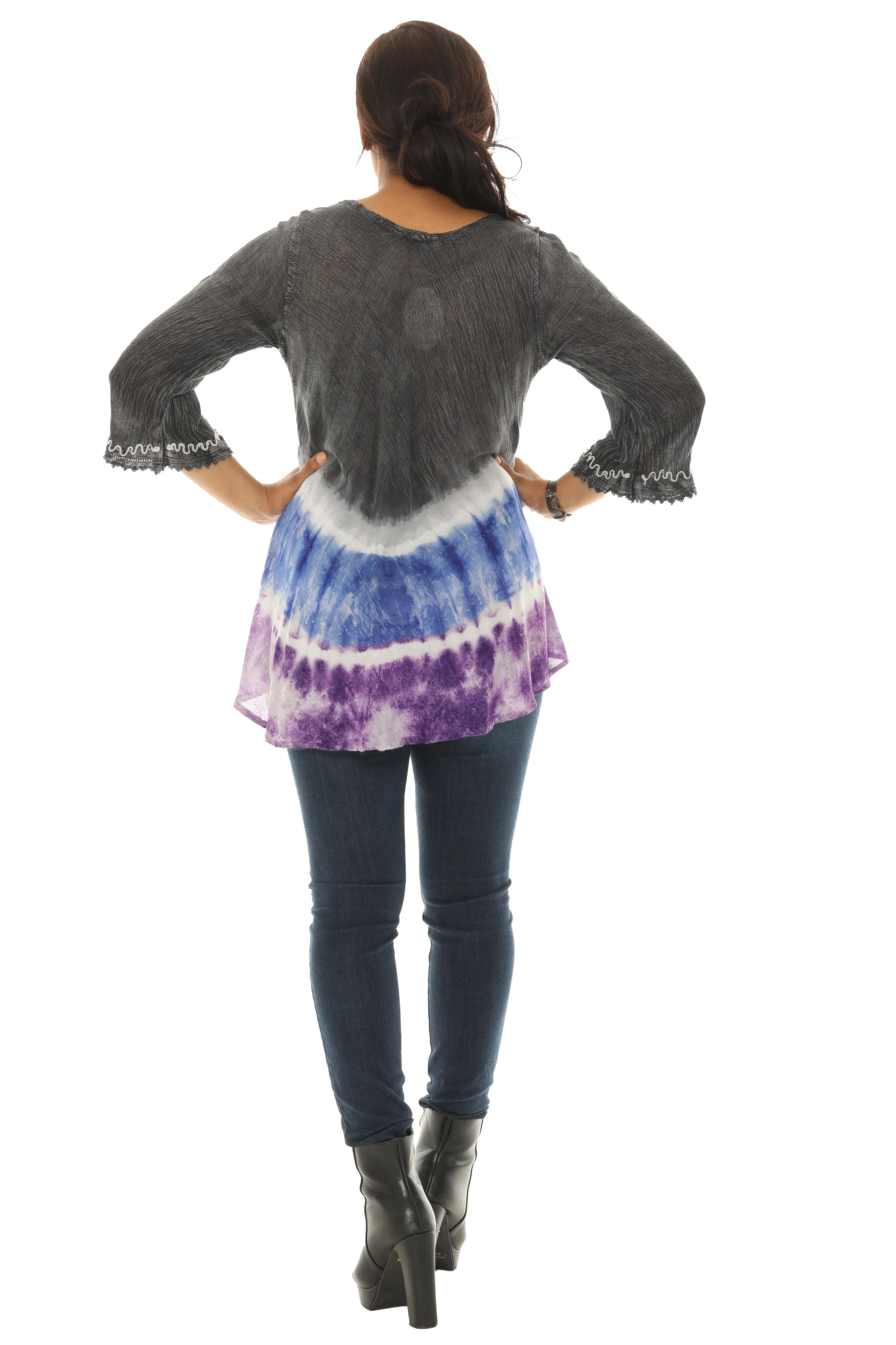 Three Quarter Sleeve Tunic with Floral Embellishment and Bold Color Pattern sold by Charming Charlie product image thumbnail 2