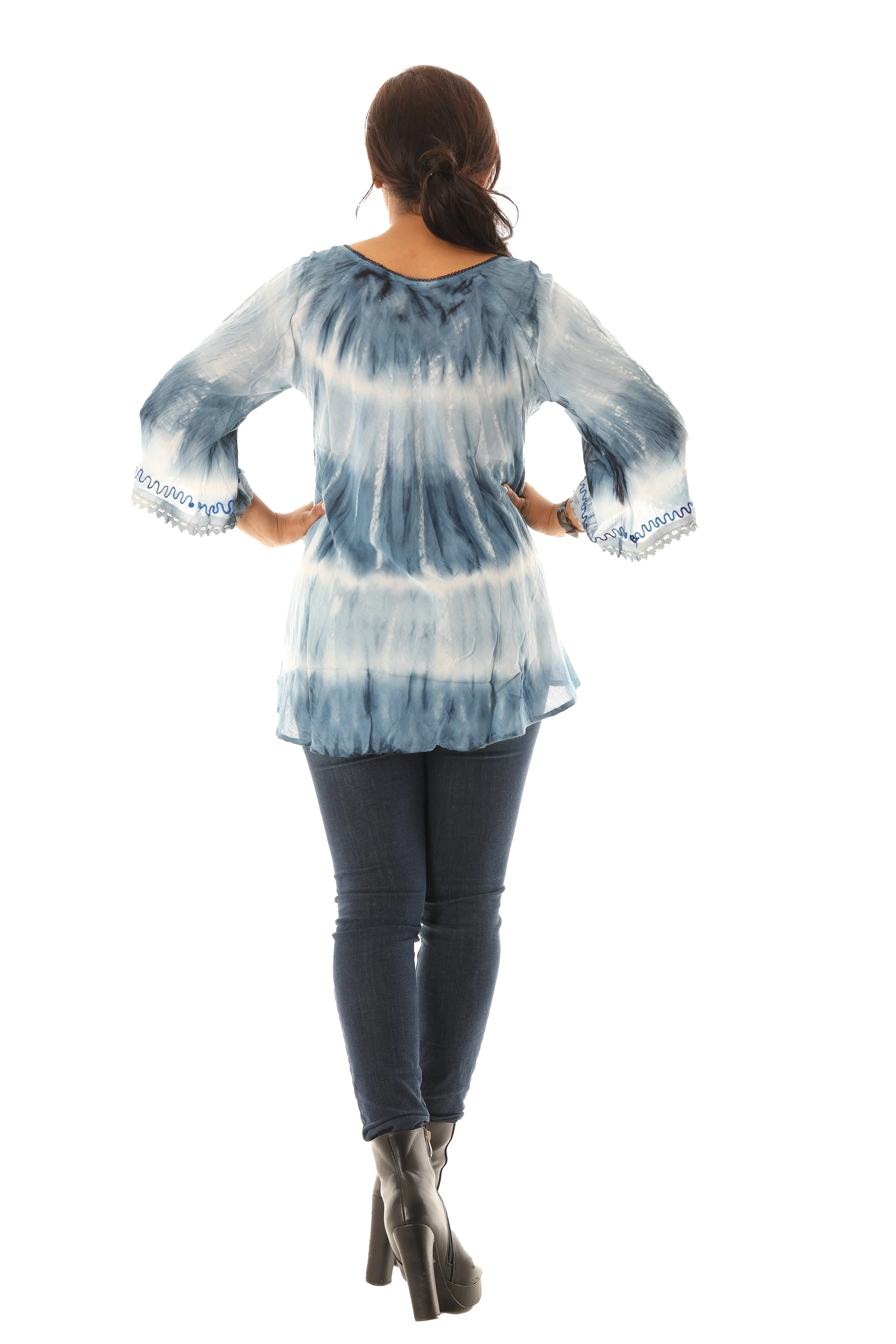 Tie Dye Stripe Pattern with Floral Embroidered Neck Line sold by Charming Charlie product image thumbnail 2