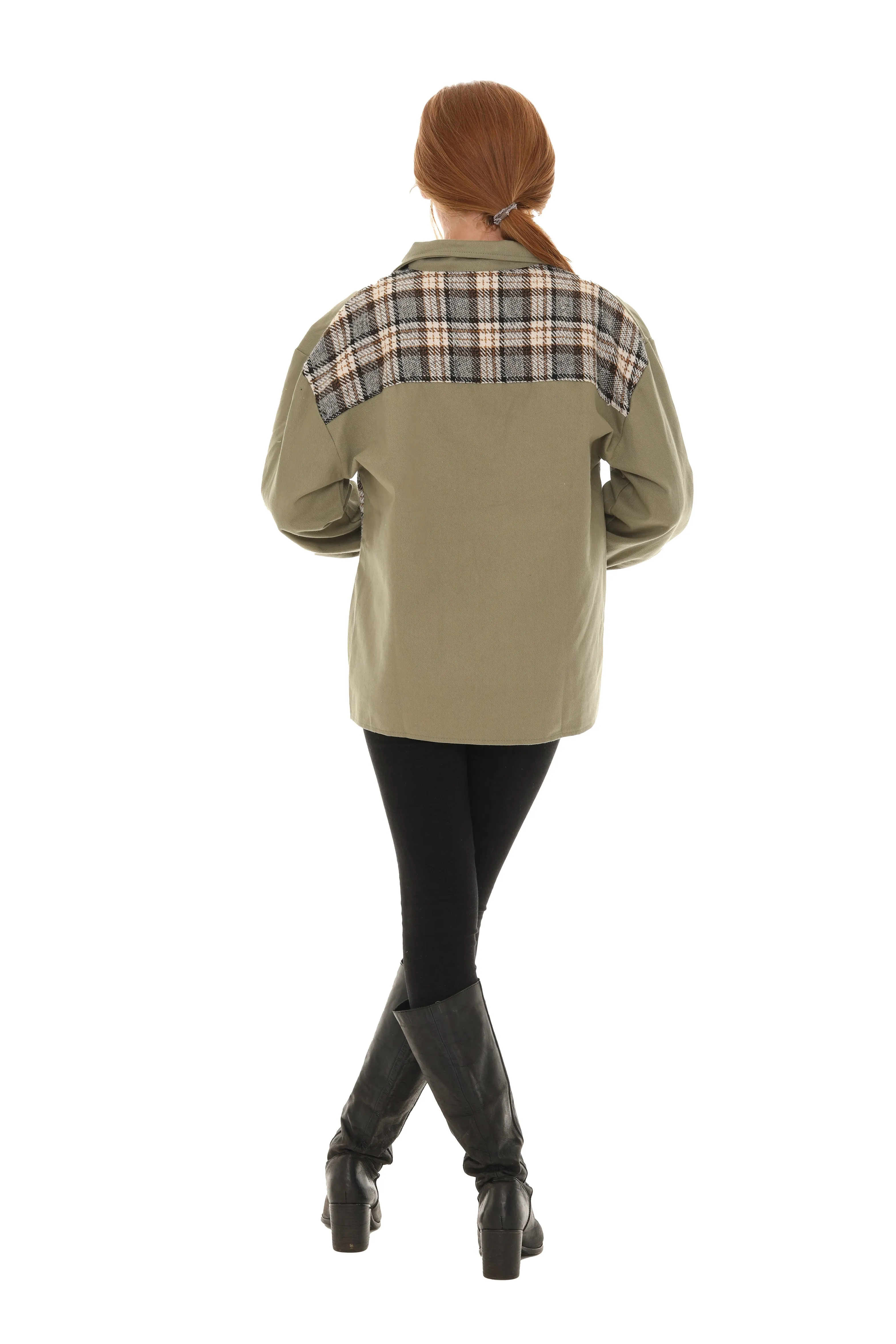 Denim Jacket with Plaid Inset sold by Charming Charlie product image thumbnail 3