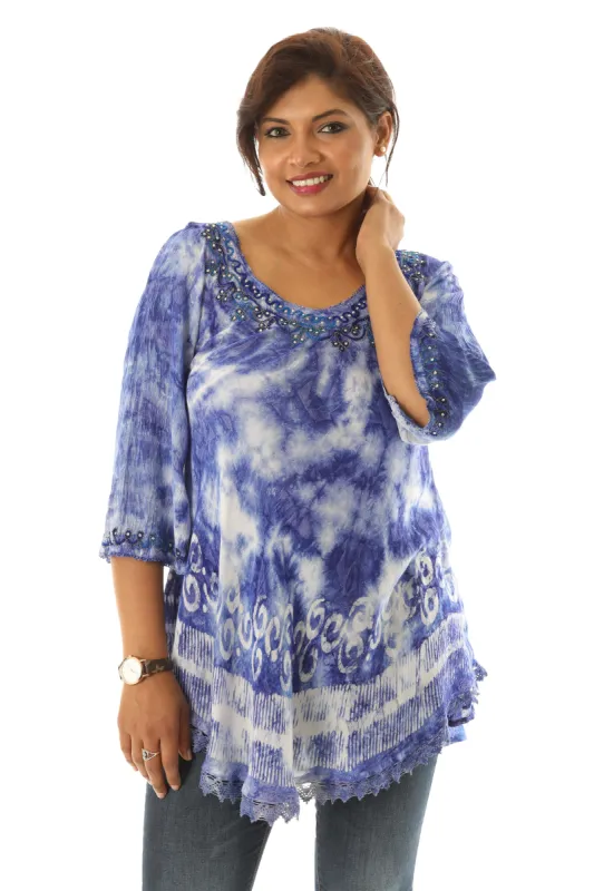 Floral Embroidered Neckline Tunic Rayon Top sold by Charming Charlie