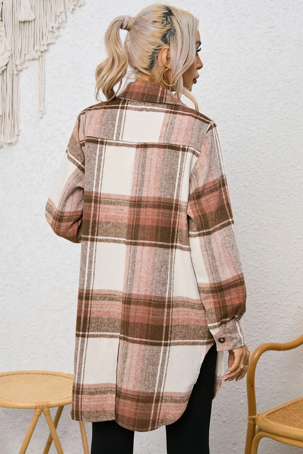 Plaid Collared Neck Longline Jacket sold by Charming Charlie