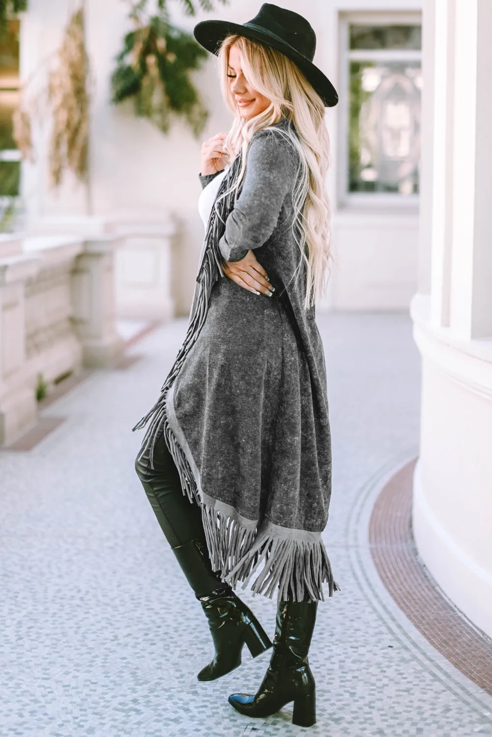 Fringe Detail Long Sleeve Cardigan sold by Charming Charlie product image thumbnail 4