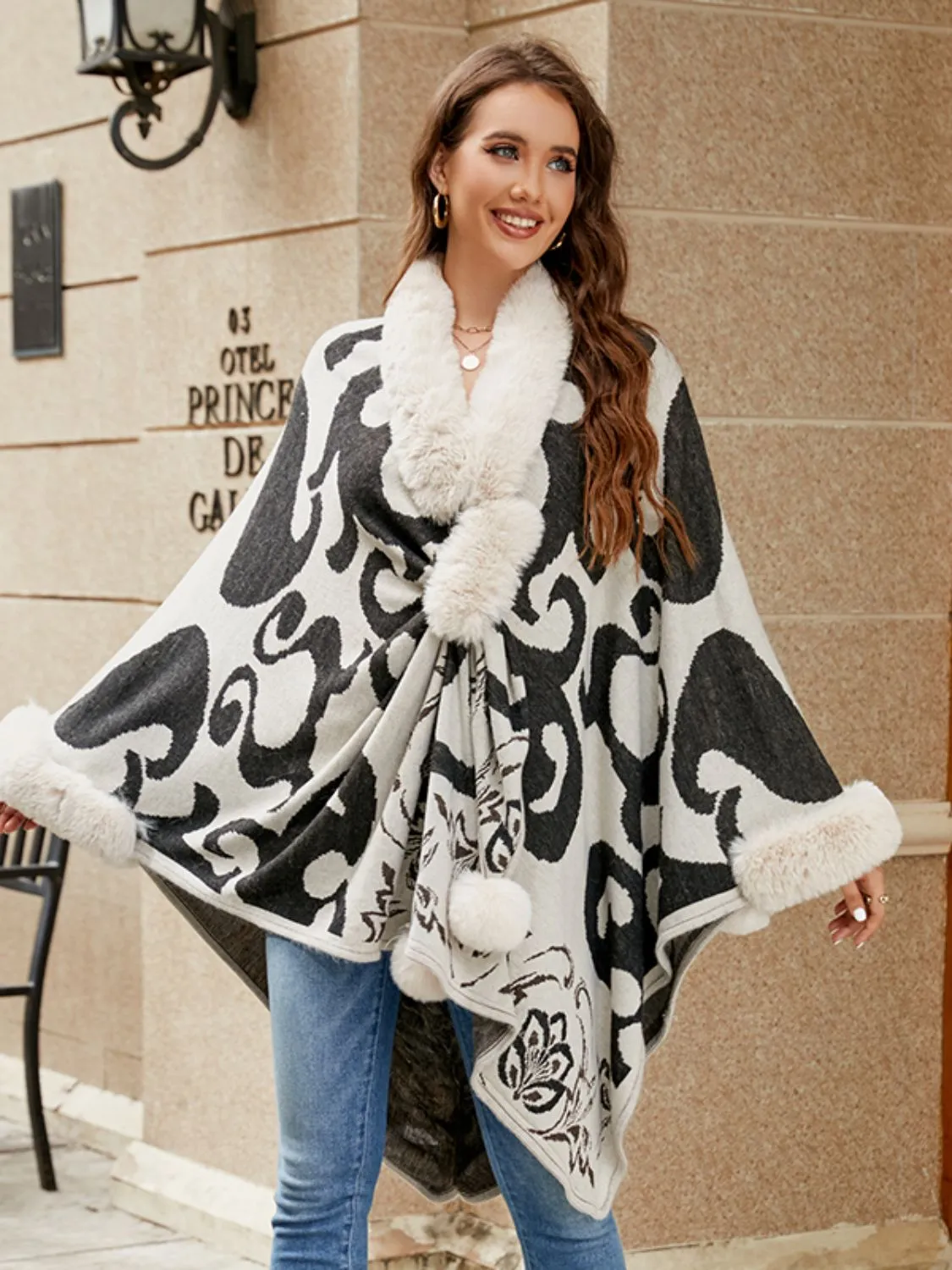 Faux Fur Trim Poncho sold by Charming Charlie product image thumbnail 3