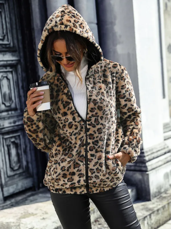 Leopard Zip-Up Hooded Jacket sold by Charming Charlie