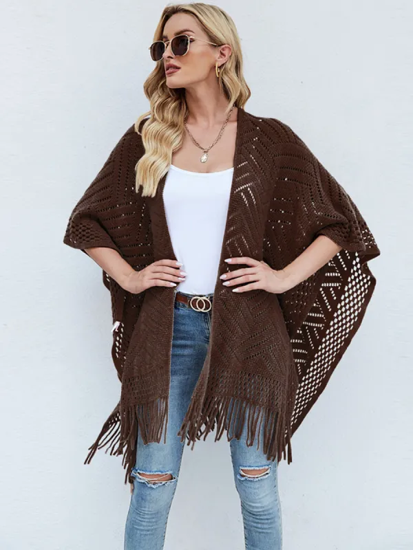 Fringe Hem Open Front Poncho sold by Charming Charlie