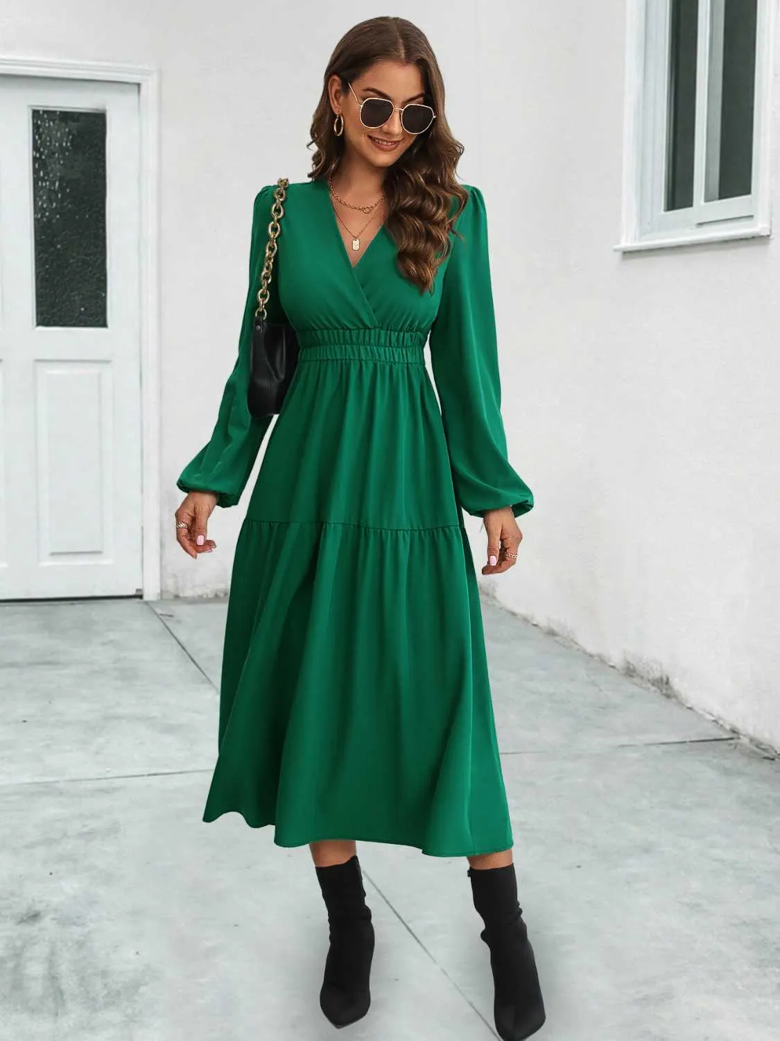 Surplice Neck Long Sleeve Midi Dress sold by Charming Charlie