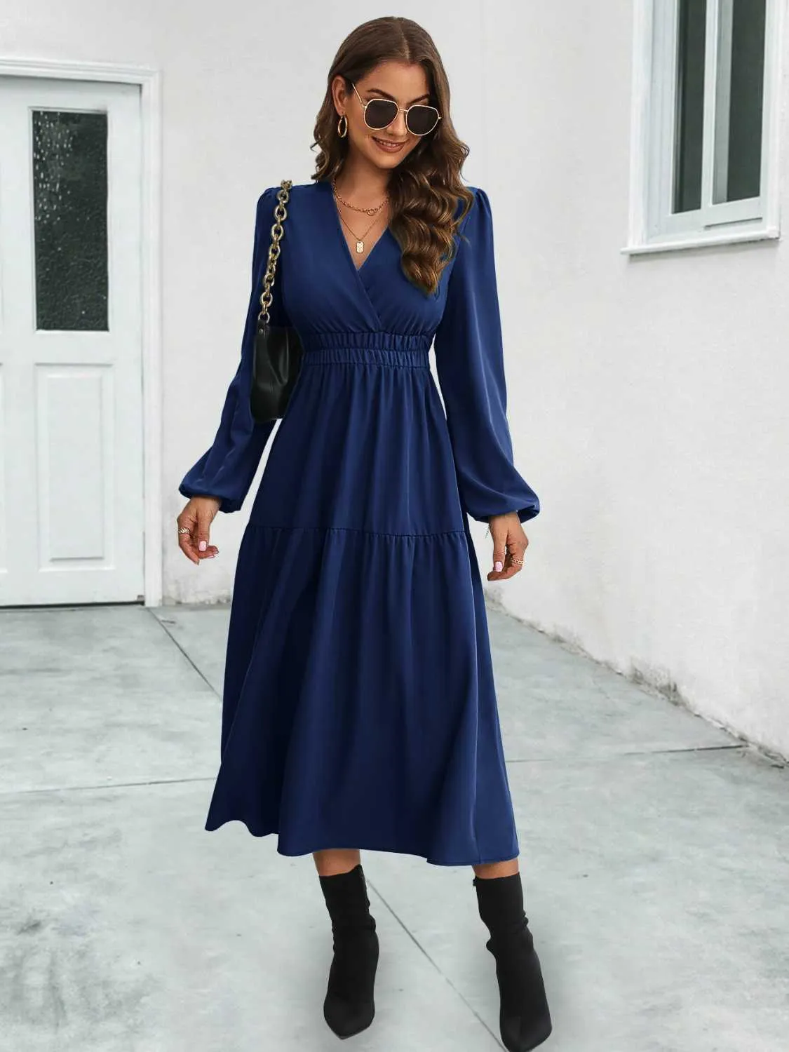 Surplice Neck Long Sleeve Midi Dress sold by Charming Charlie product image thumbnail 5