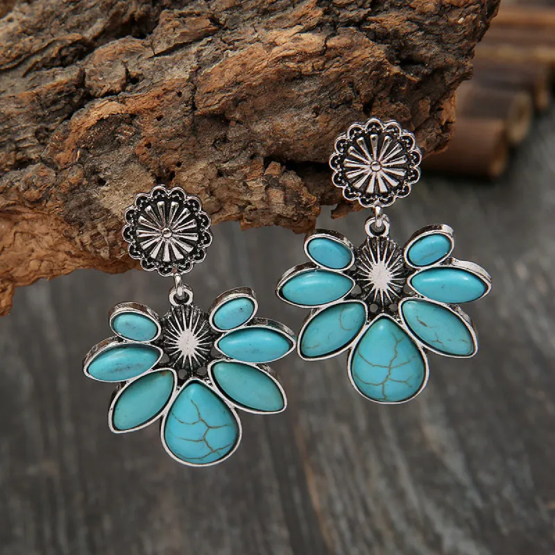 Artificial Turquoise Flower Earrings sold by Charming Charlie