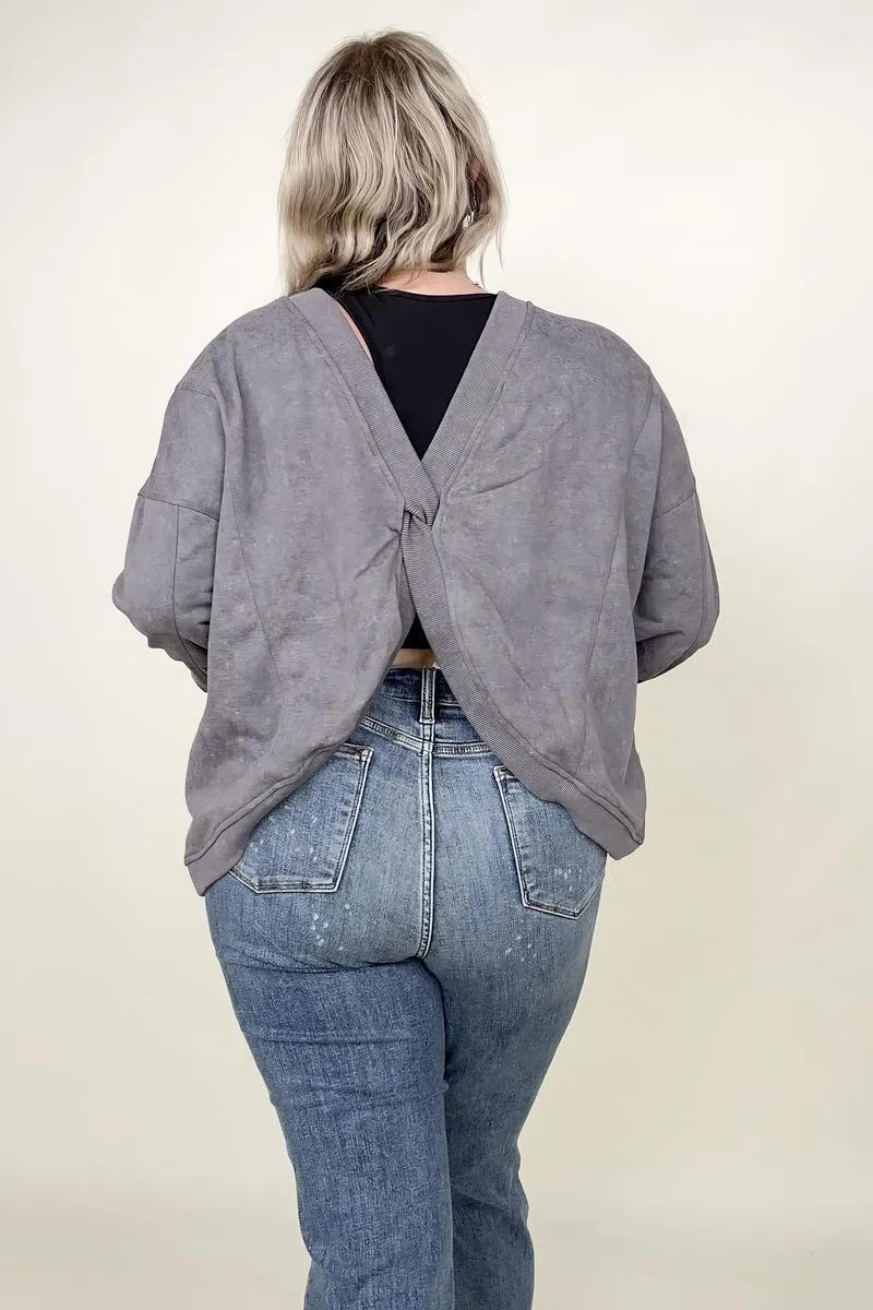 Twist Detail Reversible Oversized Sweatshirt With Pockets sold by Charming Charlie product image thumbnail 3