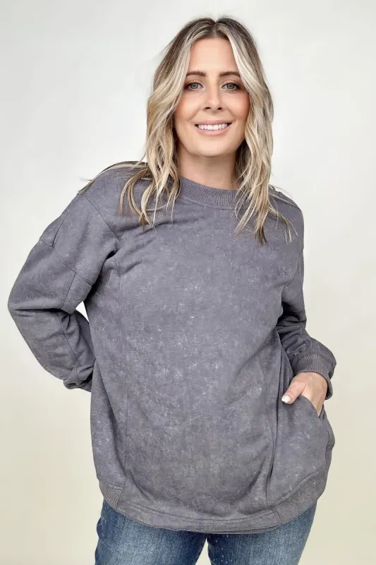 Twist Detail Reversible Oversized Sweatshirt With Pockets sold by Charming Charlie