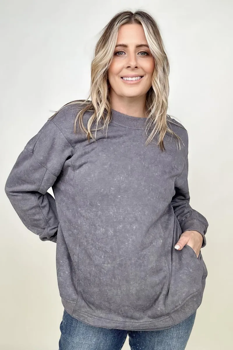 Twist Detail Reversible Oversized Sweatshirt With Pockets sold by Charming Charlie