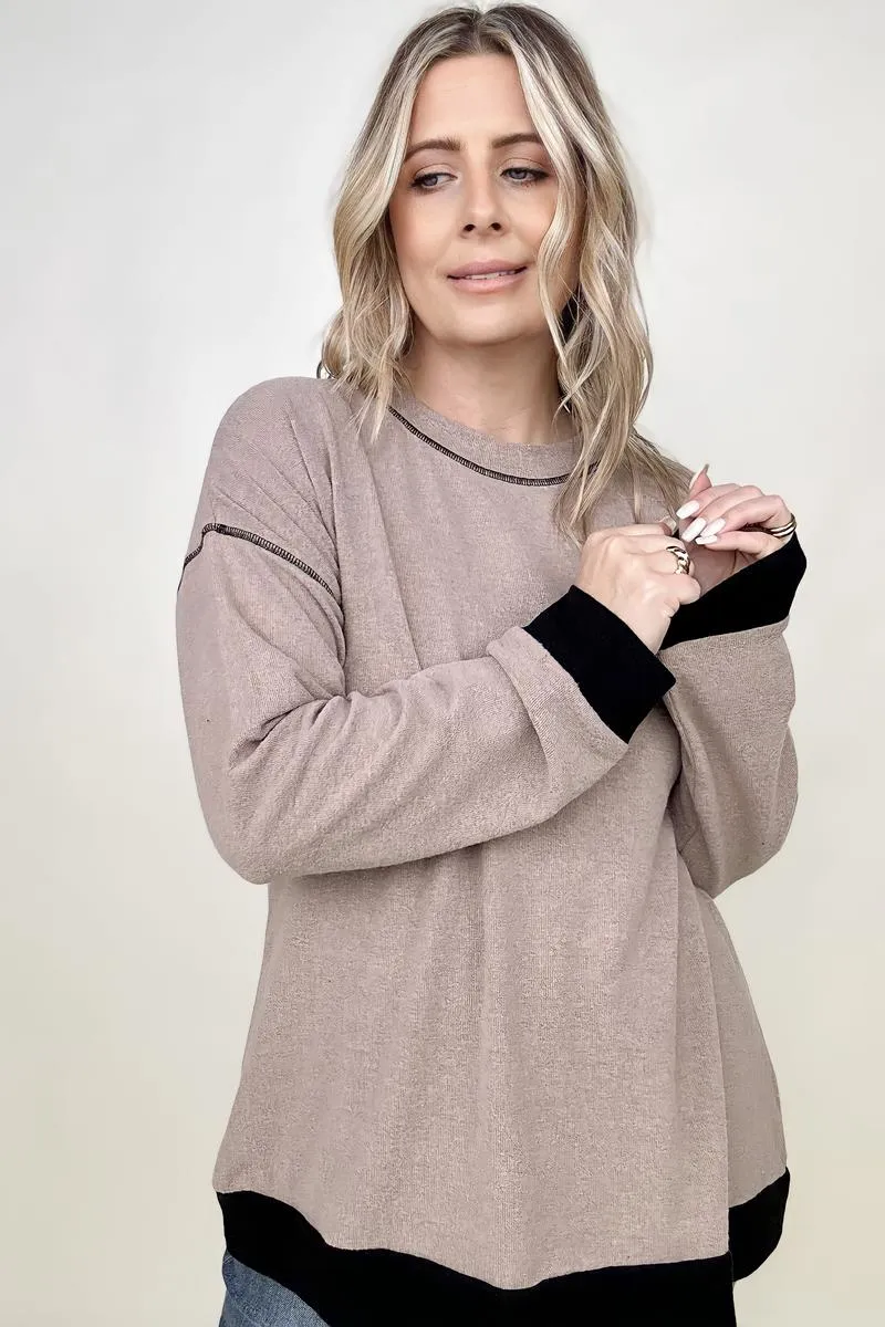 Cotton Bleu Brushed Hacci Color Blocked Knit Top sold by Charming Charlie product image thumbnail 5