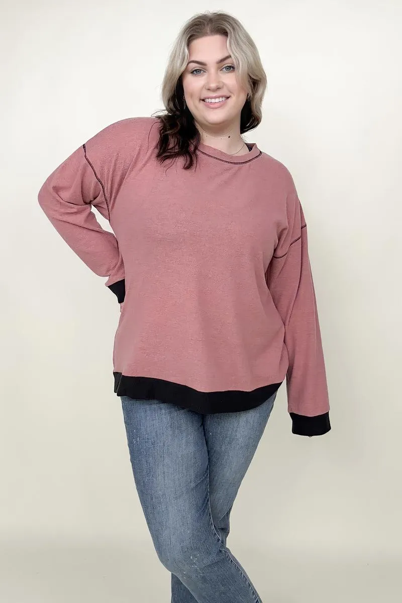 Cotton Bleu Brushed Hacci Color Blocked Knit Top sold by Charming Charlie product image thumbnail 3