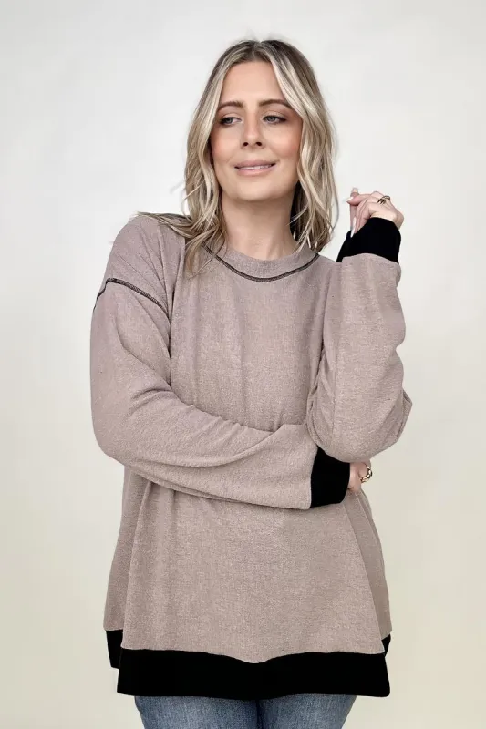 Cotton Bleu Brushed Hacci Color Blocked Knit Top sold by Charming Charlie