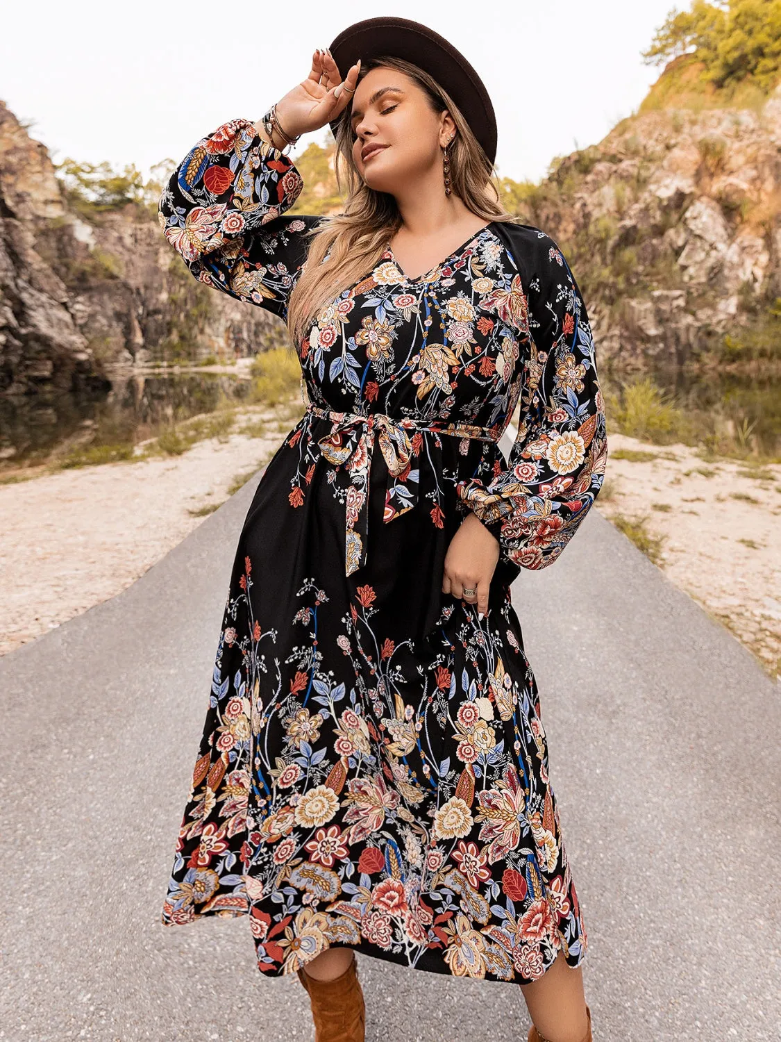 Plus Size V-Neck Long Sleeve Dress sold by Charming Charlie