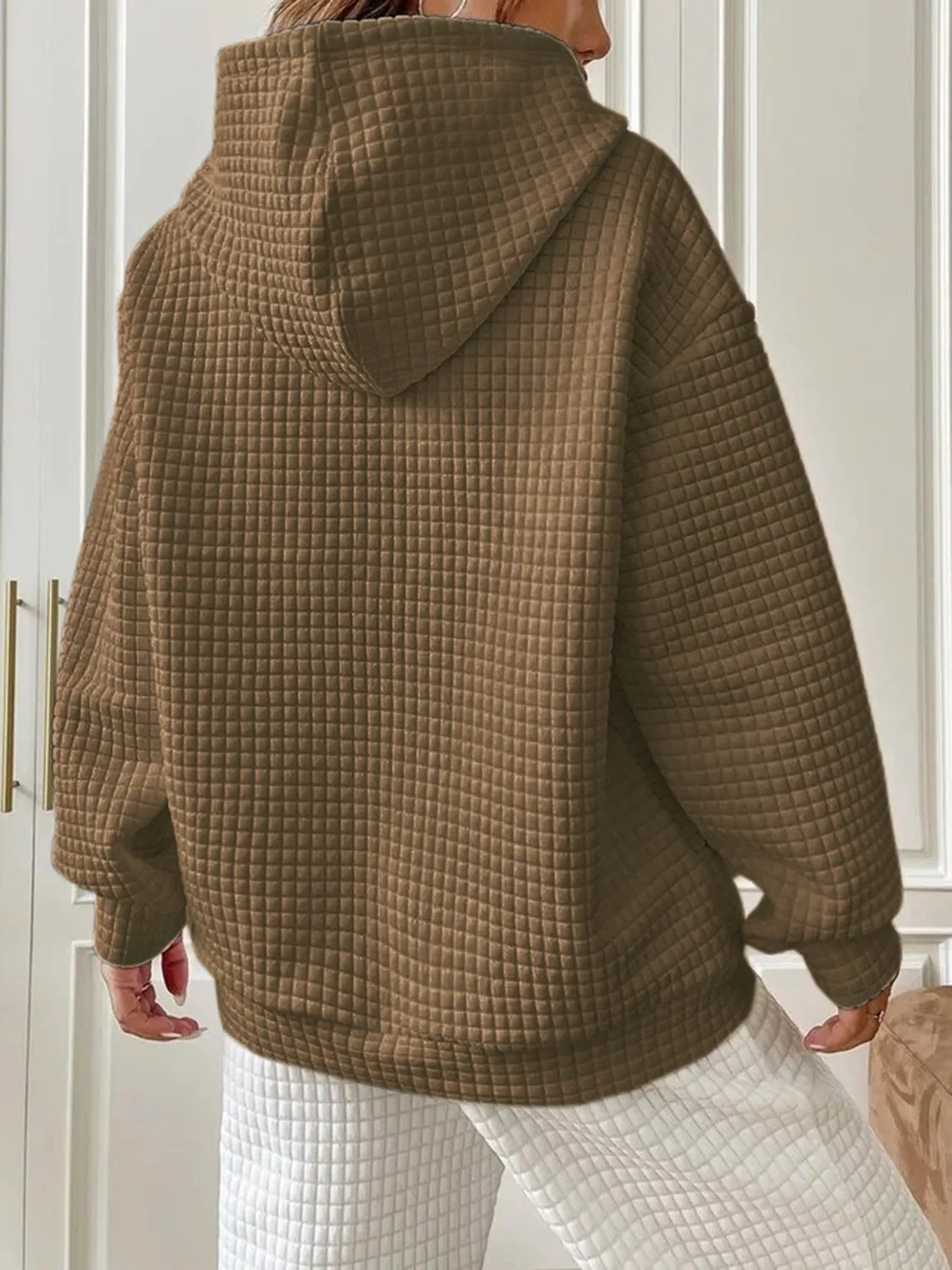 Textured Drawstring Drop Shoulder Hoodie sold by Charming Charlie product image thumbnail 2